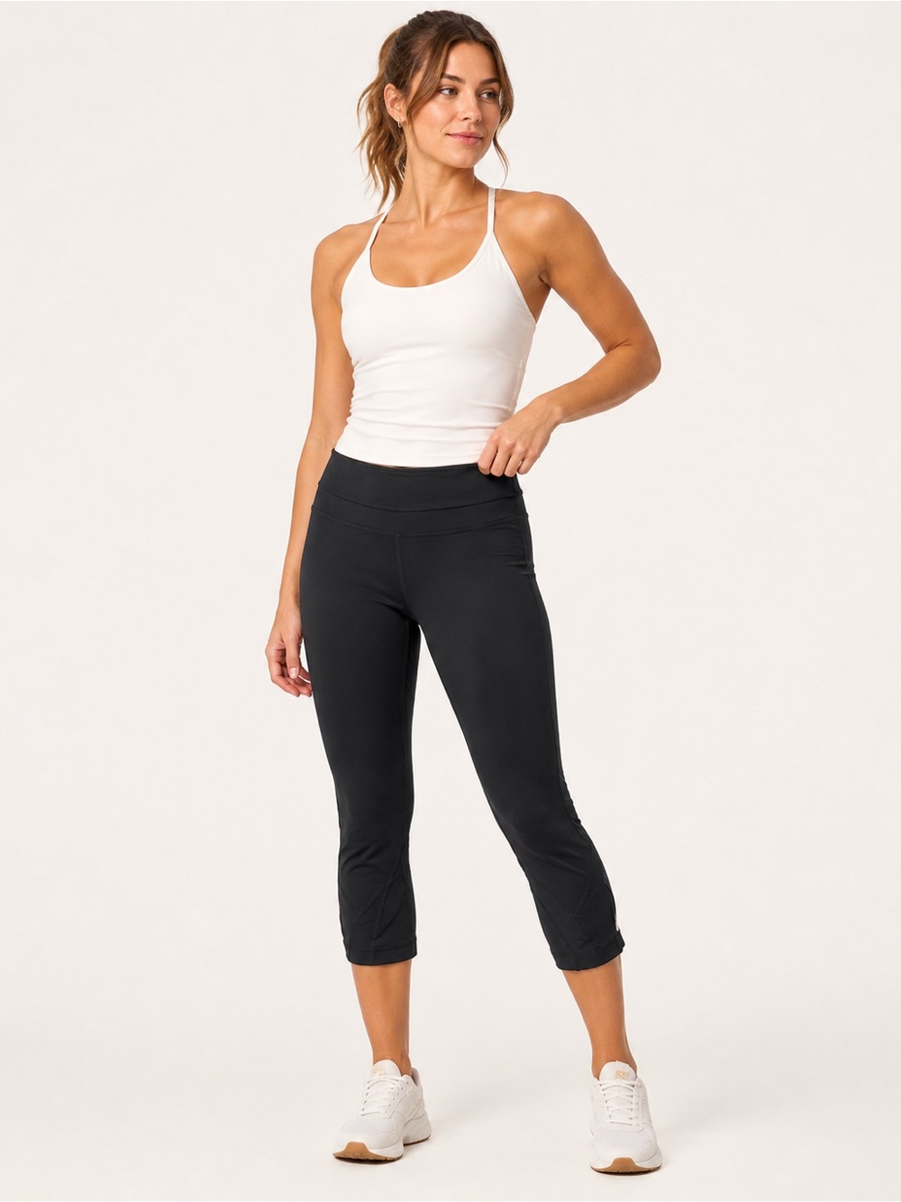 Lululemon Black Crop Leggings Size 4 Zip Pocket 22” Inseam